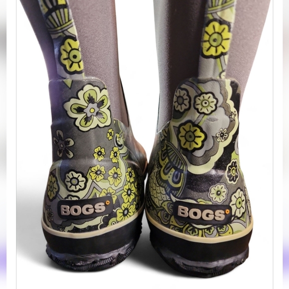 Bogs Classic High Handle Paisley Gray Blue Green Size 12 Womens Waterproof Rain - Picture 7 of 9
